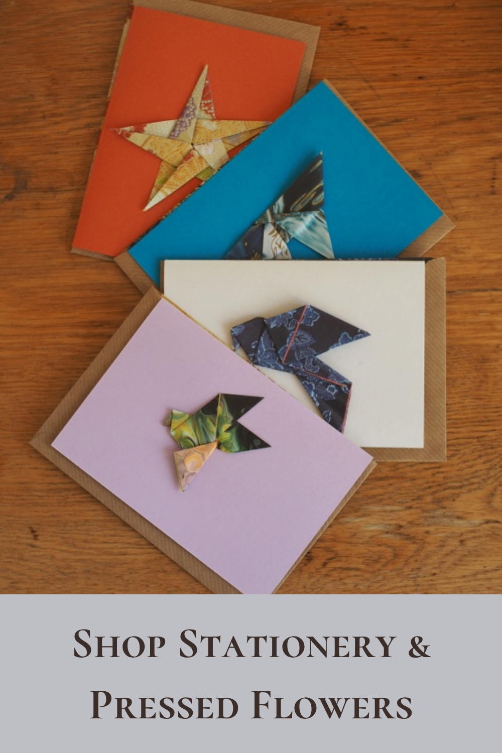 Clodhopper Blooms Etsy shop Origami, letterpress, calligraphy. greetings cards, weddings and pressed flower shop