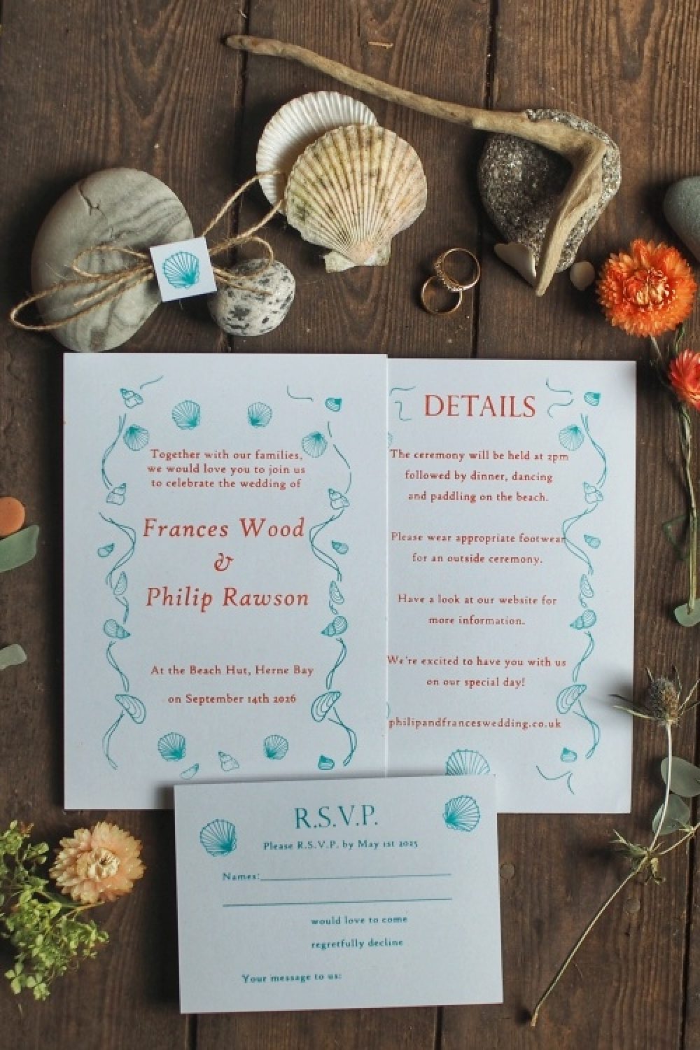 handprinted letterpress invitations printed on recycled card in 2 colours